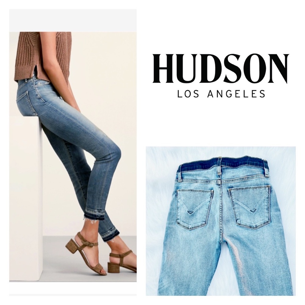 Hudson👖Nico Crop Skinny Distressed Hem Designer Denim Jeans